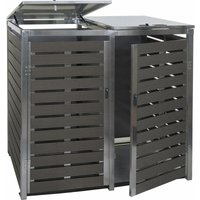 HHG - 2er Mülltonnenverkleidung 679, Mülltonnenbox, 119x134x84cm wpc Edelstahl 78kg anthrazit HHG - 2er Mülltonnenverkleidung 679, Mülltonnenbox, 119x134x84cm wpc Edelstahl 78kg anthrazit von HHG