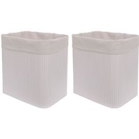 HHG - 2er-Set Aufbewahrungskorb 119, Korb Aufbewahrungsbox Ordnungsbox Sortierbox Regalkorb, Bambus 33x33x23cm weiß von HHG