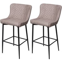 HHG - 2er-Set Barhocker 059, Barstuhl Tresenhocker, Vintage Metall Fußablage Stoff/Textil grau von HHG