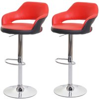 2er-Set Barhocker HHG 261, Barstuhl Tresenhocker Drehhocker, mit Lehne Kunstleder rot-schwarz 2er-Set Barhocker HHG 261, Barstuhl Tresenhocker Drehhocker, mit Lehne Kunstleder rot-schwarz von HHG