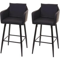 HHG - 2er-Set Barhocker 754, Barstuhl Tresenhocker, Fußablage Metall Kunstleder schwarz von HHG