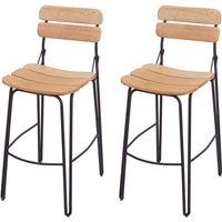 2er-Set Barhocker HHG 879, Barstuhl Küchenhocker Bistrostuhl Tresenhocker, Industrial Metall Holz naturbraun von HHG