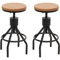 HHG - 2er-Set Barhocker 962, Barstuhl, höhenverstellbar drehbar Fußablage Industrial Metall Massiv-Holz natur HHG - 2er-Set Barhocker 962, Barstuhl, höhenverstellbar drehbar Fußablage Industrial Metall Massiv-Holz natur von HHG