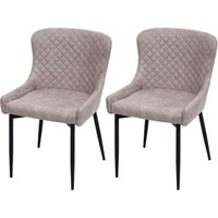 HHG - 2er-Set Esszimmerstuhl 048, Küchenstuhl Lehnstuhl Stuhl, Vintage Metall Stoff/Textil grau von HHG