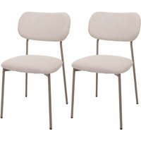 HHG - 2er-Set Esszimmerstuhl 064, Küchenstuhl Polsterstuhl Stuhl, Cord (330g/m²) Stoff/Textil Metall beige von HHG