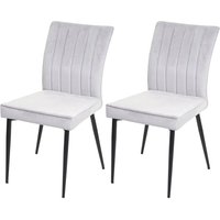 2er-Set Esszimmerstuhl HHG 319, Stuhl Küchenstuhl, Samt Metall hellgrau 2er-Set Esszimmerstuhl HHG 319, Stuhl Küchenstuhl, Samt Metall hellgrau von HHG