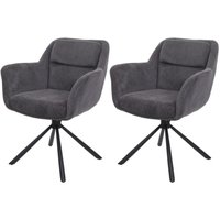 HHG - 2er-Set Esszimmerstuhl 659, Küchenstuhl Stuhl, drehbar Auto-Position, Stoff mvg Kord-grau HHG - 2er-Set Esszimmerstuhl 659, Küchenstuhl Stuhl, drehbar Auto-Position, Stoff mvg Kord-grau von HHG