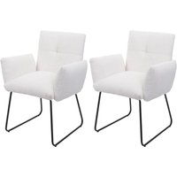 HHG - 2er-Set Esszimmerstuhl 664, Küchenstuhl Polsterstuhl Stuhl Armlehne, Öko-Tex Bouclé Stoff/Textil Metall mvg weiß HHG - 2er-Set Esszimmerstuhl 664, Küchenstuhl Polsterstuhl Stuhl Armlehne, Öko-Tex Bouclé Stoff/Textil Metall mvg weiß von HHG