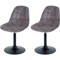 HHG - 2er-Set Esszimmerstuhl 837, Küchenstuhl Stuhl Drehstuhl, Stahl mvg Stoff/Textil Chenille (465g/m²) braun von HHG