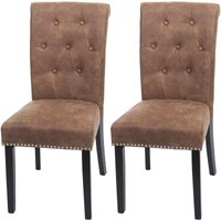 2er-Set Esszimmerstuhl Chesterfield ii, Stuhl Küchenstuhl, Nieten Stoff/Textil braun, dunkle Beine 2er-Set Esszimmerstuhl Chesterfield ii, Stuhl Küchenstuhl, Nieten Stoff/Textil braun, dunkle Beine von HHG