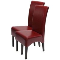 HHG - 2er-Set Esszimmerstuhl Küchenstuhl Stuhl Crotone, leder rot, dunkle Beine HHG - 2er-Set Esszimmerstuhl Küchenstuhl Stuhl Crotone, leder rot, dunkle Beine von HHG