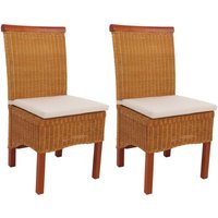 HHG - 2er-Set Esszimmerstuhl Var, Korbgeflecht mit Sitzkissen HHG - 2er-Set Esszimmerstuhl Var, Korbgeflecht mit Sitzkissen von HHG