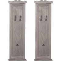 2er-Set Garderobe H33, Wandgarderobe Garderobenpaneel, Wandhaken Holz 109x28x4cm grau-braun shabby - brown von HHG