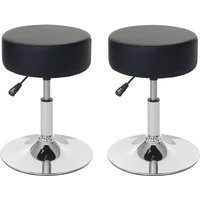 2er-Set Hocker HHG 189, Sitzhocker Schminkhocker, höhenverstellbar ø 35cm Kunstleder, schwarz von HHG
