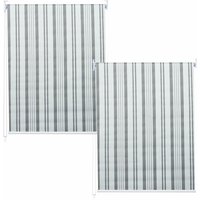 2er-Set Rollo HHG 338, Fensterrollo Seitenzugrollo Jalousie, 100x160cm Sonnenschutz blickdicht grau/weiß von HHG