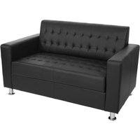 2er Sofa Pori, Couch Loungesofa, Kunstleder, Metall-Füße schwarz - black von HHG