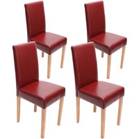 4er-Set Esszimmerstuhl Stuhl Küchenstuhl Littau Leder, rot helle Beine von HHG