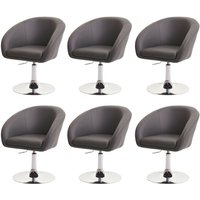 HHG - 6er-Set Esszimmerstuhl 247, Küchenstuhl Drehstuhl Loungesessel, drehbar höhenverstellbar Kunstleder grau von HHG