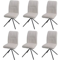 HHG - 6er-Set Esszimmerstuhl 432, Küchenstuhl, drehbar Auto-Return, Stoff/Textil Chenille (340g/m²) Öko-Tex creme von HHG