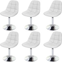 HHG - 6er-Set Esszimmerstuhl 452, Stuhl Drehstuhl, Chrom Kunstleder weiß von HHG