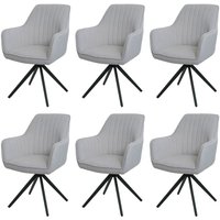 6er-Set Esszimmerstuhl HHG 499, Küchenstuhl Lehnstuhl Stuhl Armlehnen, drehbar Auto-Position Stoff/Textil creme-beige von HHG