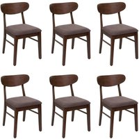 6er-Set Esszimmerstuhl HHG 698, Küchenstuhl Stuhl, Stoff/Textil Massiv-Holz dunkles Gestell, taupe - brown von HHG