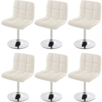 HHG - 6er-Set Esszimmerstuhl Drehstuhl Stuhl Cadiz Kunstleder Chrom weiß von HHG