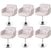 HHG - 6er-Set Esszimmerstuhl Houston, Drehstuhl Stuhl, Wildlederimitat Chrom MVG-zertifiziert vintage hellgrau HHG - 6er-Set Esszimmerstuhl Houston, Drehstuhl Stuhl, Wildlederimitat Chrom MVG-zertifiziert vintage hellgrau von HHG