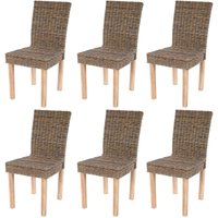 HHG - 6er-Set Esszimmerstuhl Korbstuhl Stuhl Küchenstuhl Littau, Kubu-Rattan von HHG