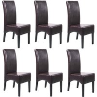 6er-Set Esszimmerstuhl Küchenstuhl Stuhl Crotone, leder braun, dunkle Beine - brown von HHG