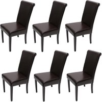 6er-Set Esszimmerstuhl Stuhl Küchenstuhl Lecce ii, Leder braun, dunkle Beine von HHG