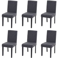 HHG - 6er-Set Esszimmerstuhl Stuhl Küchenstuhl Littau Textil, anthrazitgrau, dunkle Beine HHG - 6er-Set Esszimmerstuhl Stuhl Küchenstuhl Littau Textil, anthrazitgrau, dunkle Beine von HHG