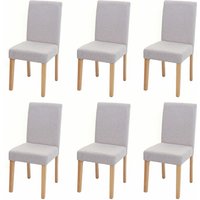 HHG - 6er-Set Esszimmerstuhl Stuhl Küchenstuhl Littau Textil, creme-beige, helle Beine von HHG