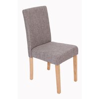 HHG - 6er-Set Esszimmerstuhl Stuhl Küchenstuhl Littau Textil, grau, helle Beine - grey von HHG