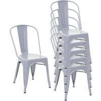 6er-Set Stuhl HHG 808, Bistrostuhl Stapelstuhl, Metall Industriedesign stapelbar grau - grey von HHG