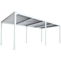 Alu Pergola HHG 774, Lamellen-Pavillon Terrassenüberdachung, stabiles 8cm-Metall-Gestell 3x6m weiß - white von HHG