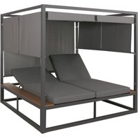 HHG - Aluminium Lounge-Gartenliege 345b, xl Sonnenliege Bali-Liege Daybed, 10cm-Polster dunkelgrau Polster grau HHG - Aluminium Lounge-Gartenliege 345b, xl Sonnenliege Bali-Liege Daybed, 10cm-Polster dunkelgrau Polster grau von HHG