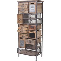 HHG - Apotheker-Schrank 067, Kommode, Tanne Holz massiv Vintage Shabby-Look 143x56x33cm - multicolour von HHG