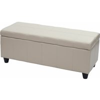 Aufbewahrungs-Truhe Kriens, Sitzbank Bank, Kunstleder, 45x114x45cm creme - beige von HHG