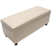 Aufbewahrungs-Truhe Sitzbank Arezzo, Leder + Kunstleder, 112x45x45cm MVG-zertifiziert creme von HHG