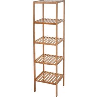 HHG - Badregal 550, Badezimmer Badschrank Standregal, Bambus 140x34x33cm - brown von HHG