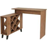 Bartisch HHG 621, Stehtisch Thekentisch Weinregal Weinschrank, Staufächer 93x120x98cm, braun - brown von HHG