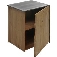 Beistelltisch HHG 598, Kommode Nachttisch Schrank, Industrial Massiv-Holz mvg 60x50x40cm, natur mit Metall-Optik - brown von HHG