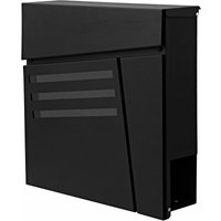 HHG - Briefkasten 199, Wandbriefkasten Postkasten Zeitungsfach, pulverbeschichtet schwarz von HHG