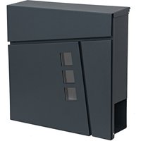 HHG - Briefkasten 201, Wandbriefkasten Postkasten Zeitungsfach, pulverbeschichtet anthrazit von HHG