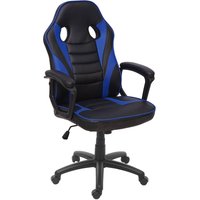 HHG - Bürostuhl 063, Schreibtischstuhl Drehstuhl Racing-Chair Gaming-Chair, Kunstleder schwarz/blau - blue von HHG