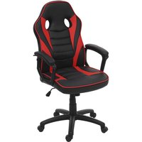 Bürostuhl HHG 063, Schreibtischstuhl Drehstuhl Racing-Chair Gaming-Chair, Kunstleder schwarz/rot - red von HHG