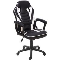 Bürostuhl HHG 063, Schreibtischstuhl Drehstuhl Racing-Chair Gaming-Chair, Kunstleder schwarz/weiß - black von HHG