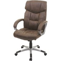 HHG - Bürostuhl 776, Chefsessel Drehstuhl Schreibtischstuhl, Stoff/Textil Wildleder-Optik braun - brown von HHG
