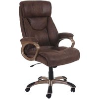 HHG - Bürostuhl Denver, Schreibtischstuhl Drehstuhl Chefsessel Wildleder-Optik taupe-braun - brown von HHG